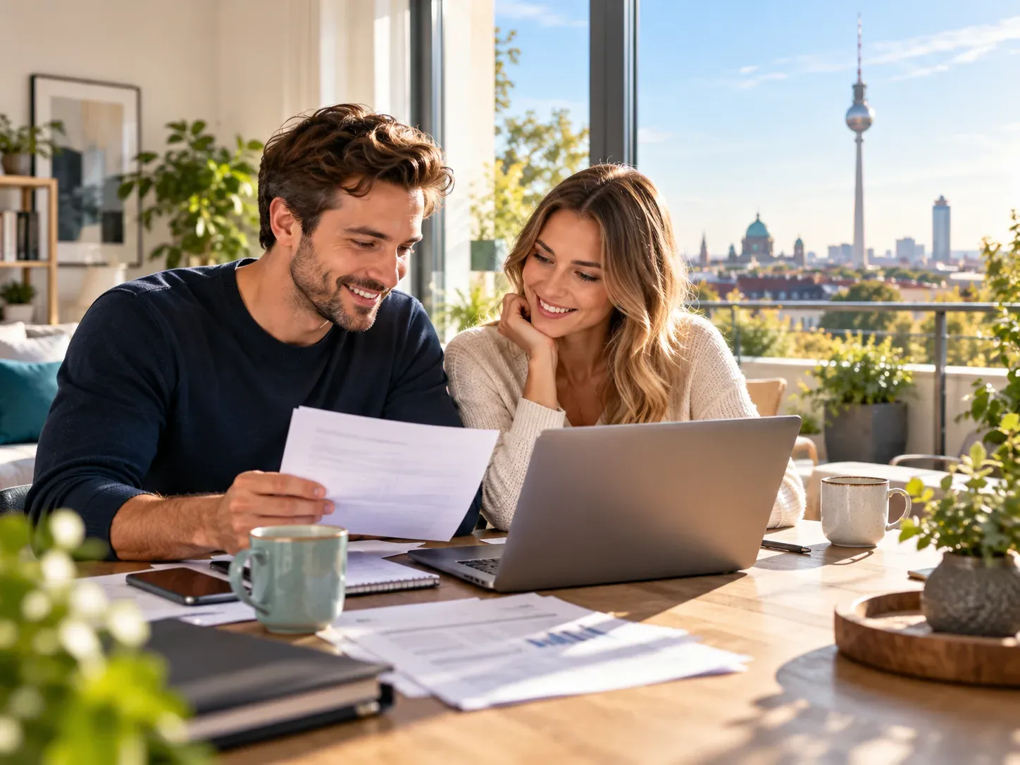 Gespräch über Unterlagen zu einer Immobilienfinanzierung